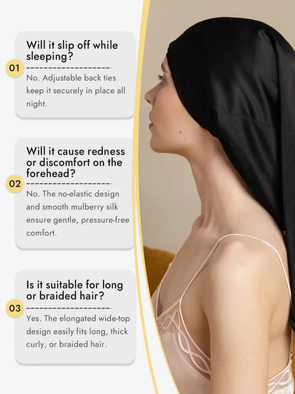 100% Mulberry Silk Elegant Bonnet for Long Hair