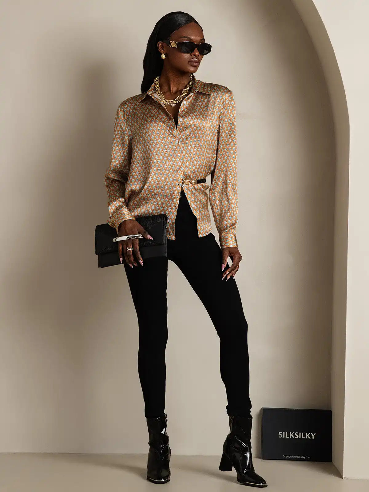 Women’s 19 Momme Silk Long Sleeves Button-Up Shirt