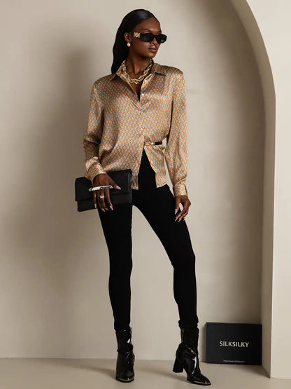 Women’s 19 Momme Silk Long Sleeves Button-Up Shirt