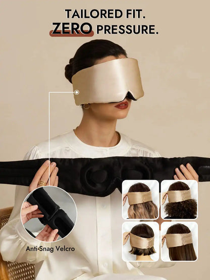 100% Mulberry Silk 3D Contoured Eye Mask With Velcro Closure