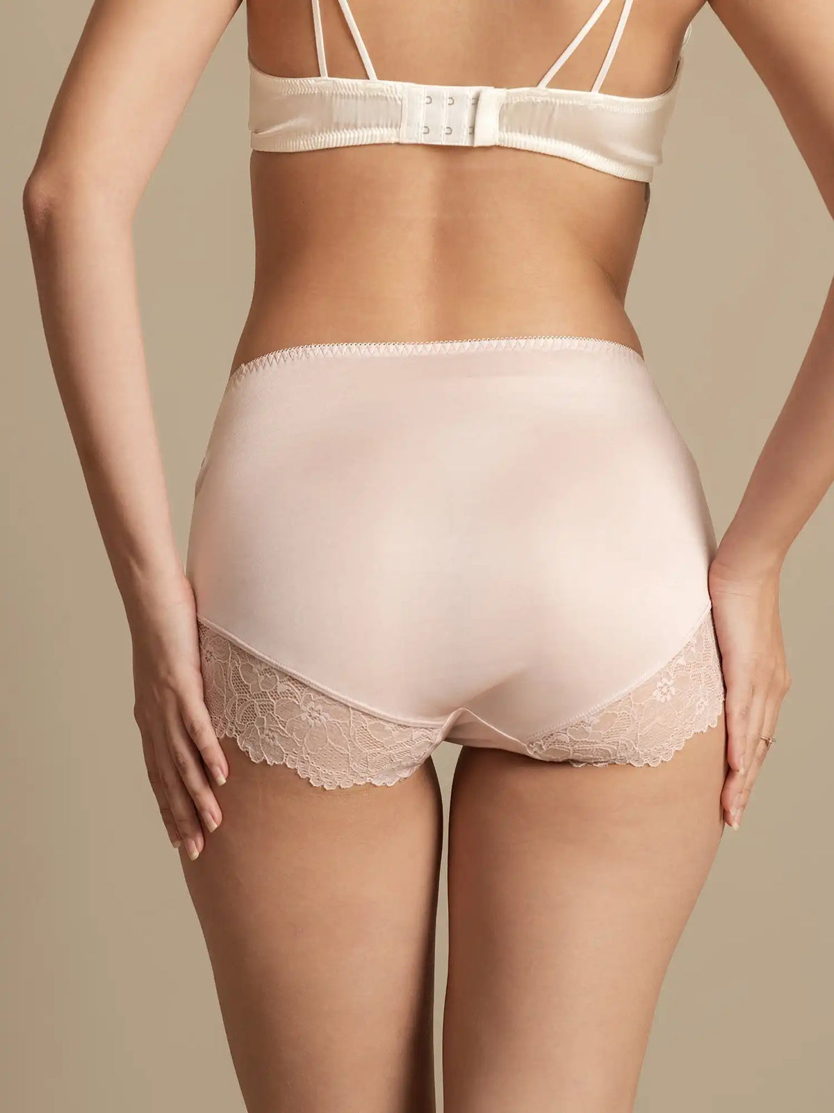 100% Mulberry Silk High Rise Knickers Lace Trim Panty