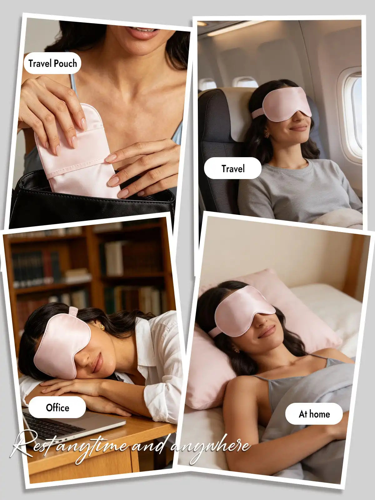 100% Mulberry Silk Eye Mask And Envelope Pouch Set 2Pcs