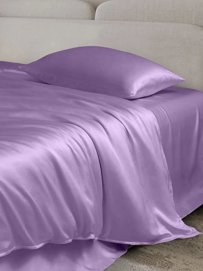 19Momme 4Pcs Silk Set Duvet Cover+Flat Sheet+2x Pillowcases