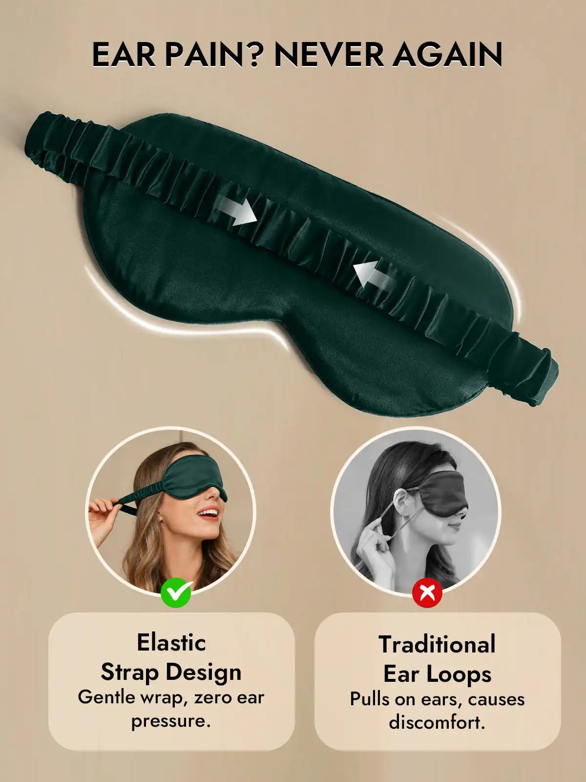 100% Mulberry Silk Sleep Eye Mask with Elastic Band