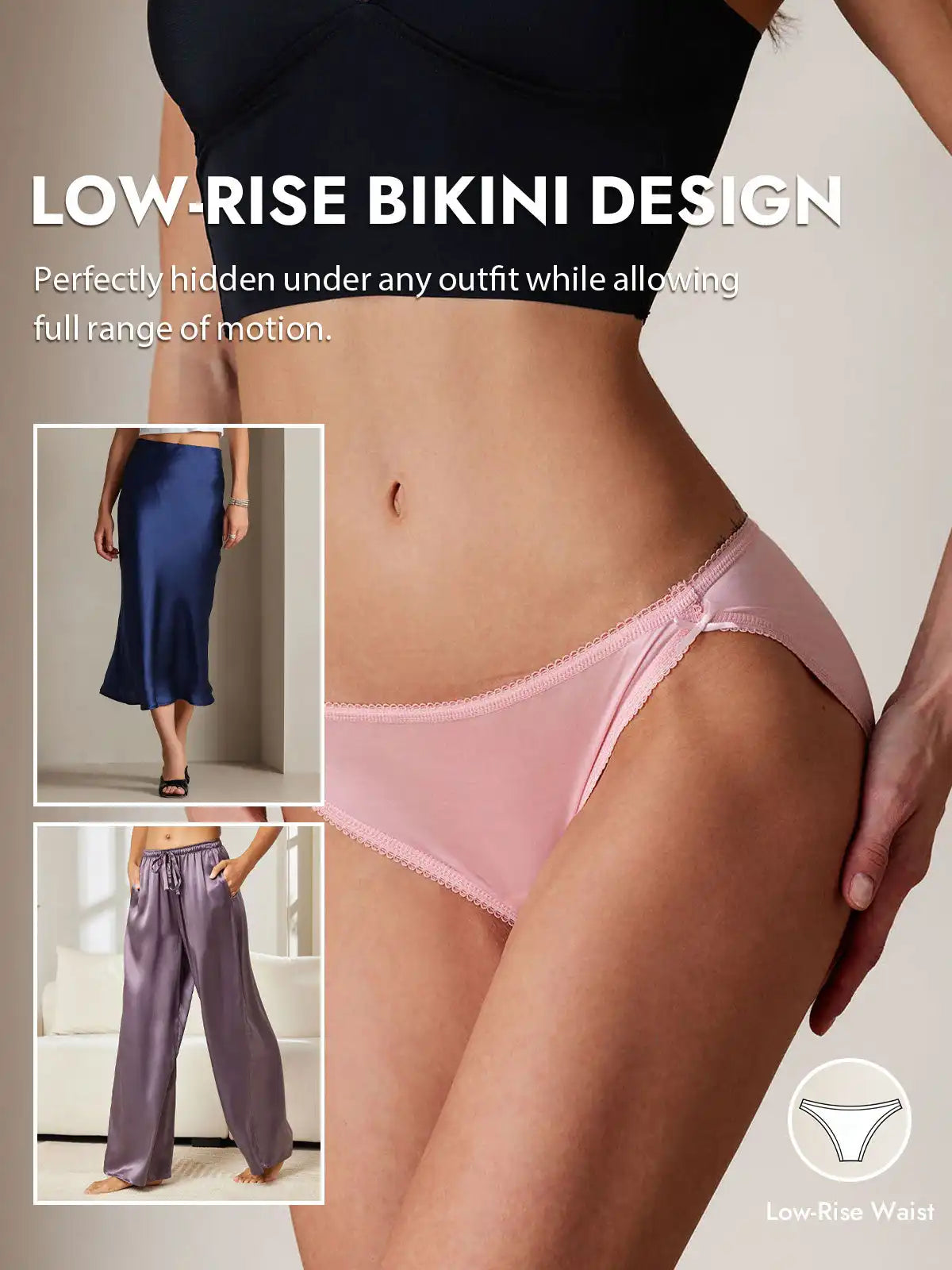 100% Mulberry Silk Bikini Panty with Bow Detail