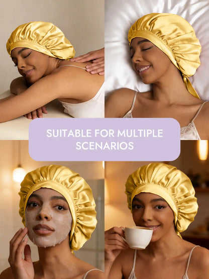 100% Mulberry Silk Elegant Bonnet with Long Ribbons