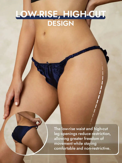 100% Mulberry Silk Ruffle Trim String Panty