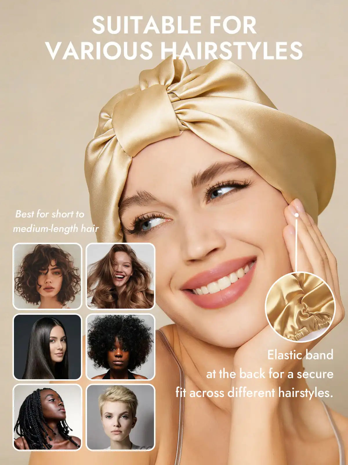 100% Mulberry Silk Night Turban Bonnet