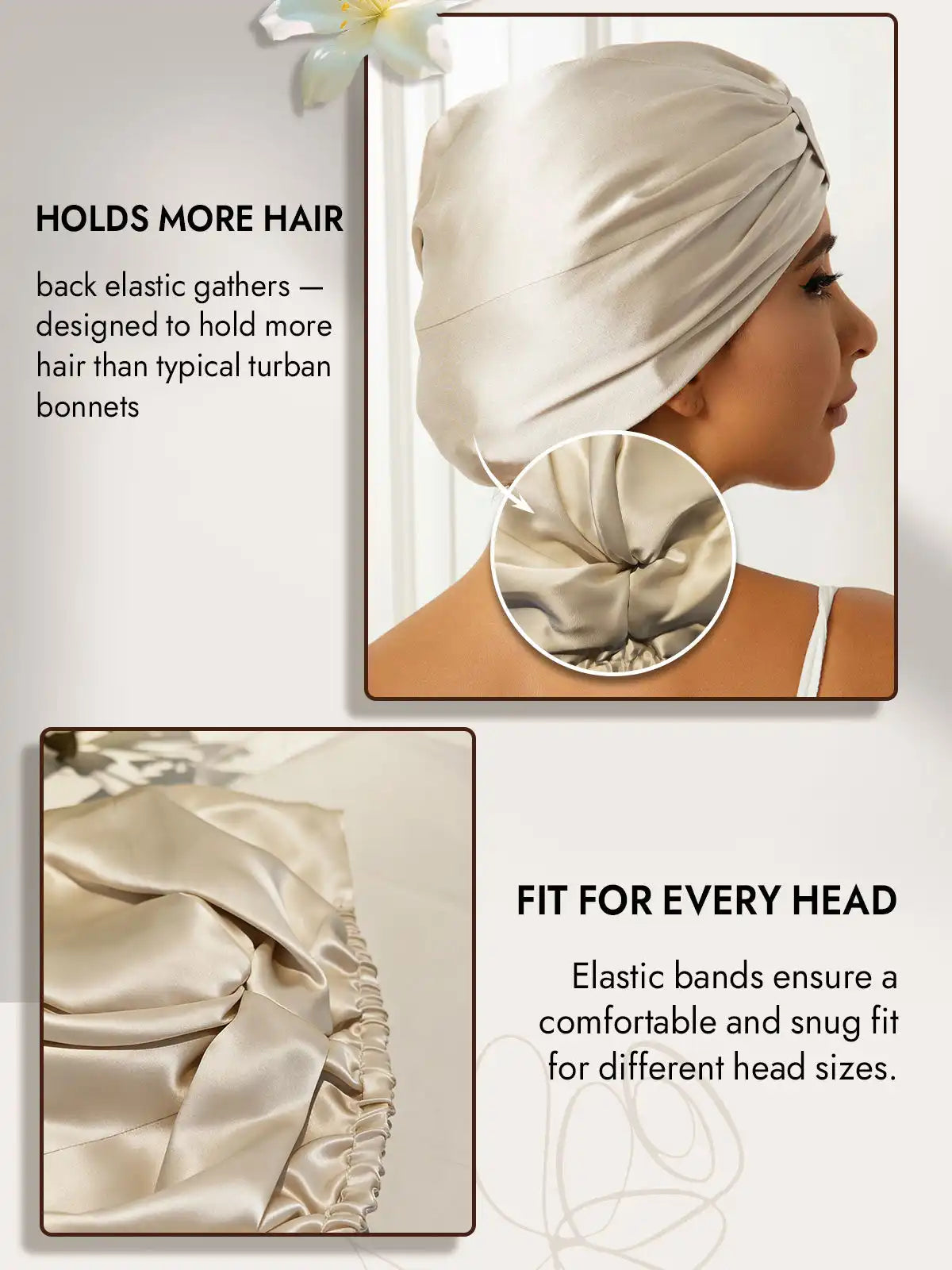 100% Mulberry Silk Sleep Cap Double Layer Night Turban Bonnet