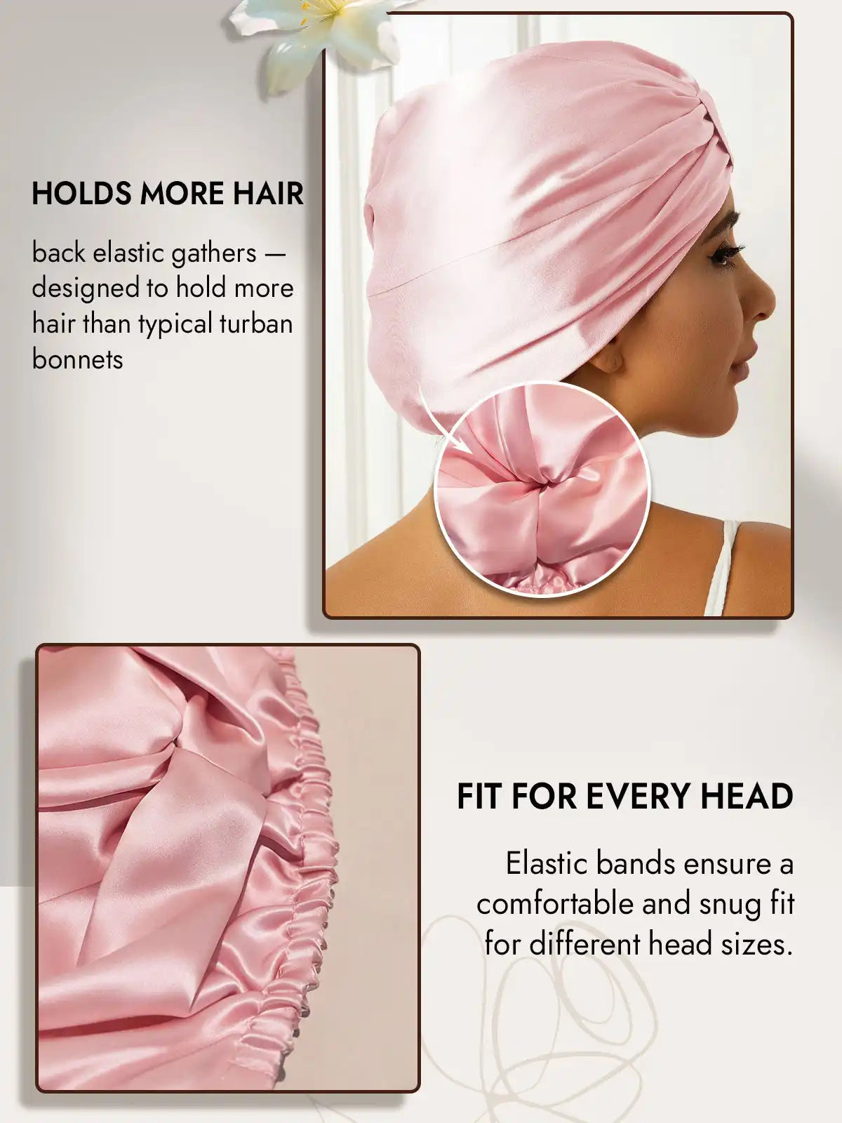 100% Mulberry Silk Sleep Cap Double Layer Night Turban Bonnet