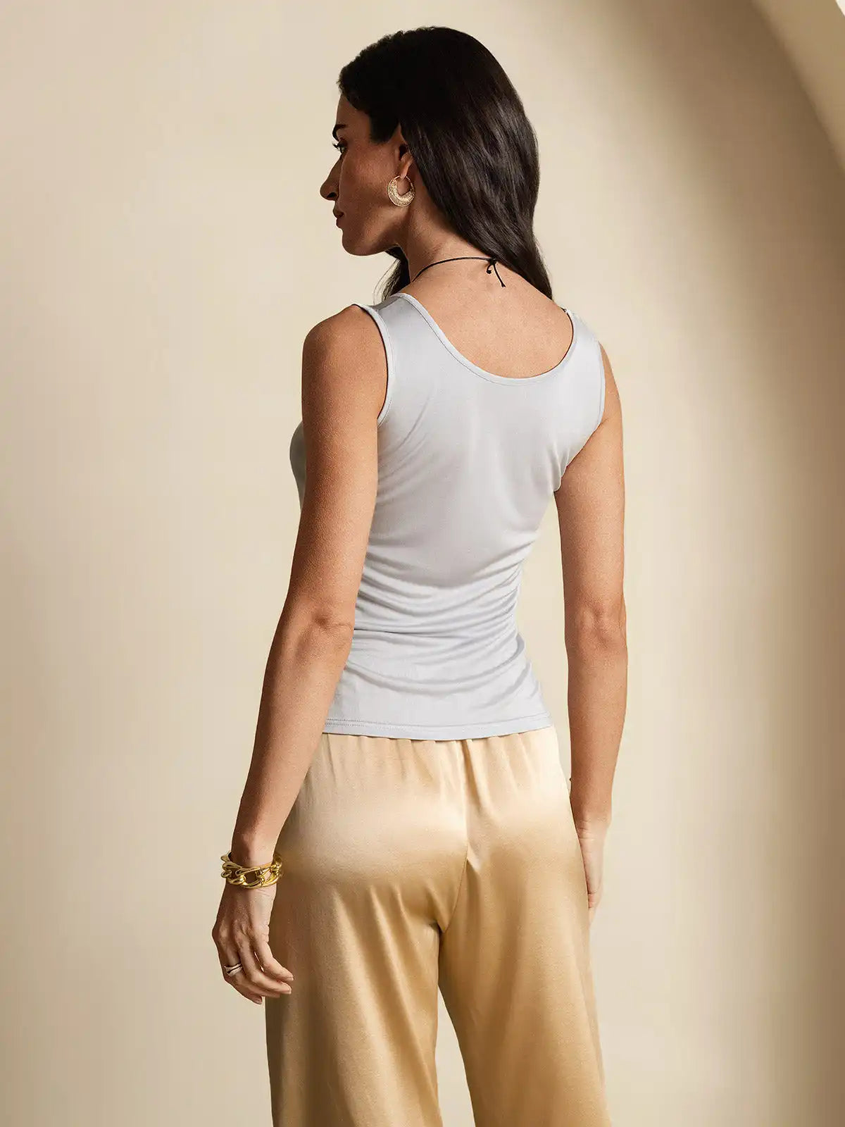 100% Mulberry Silk Sleeveless Round Neck Women's Tank Top