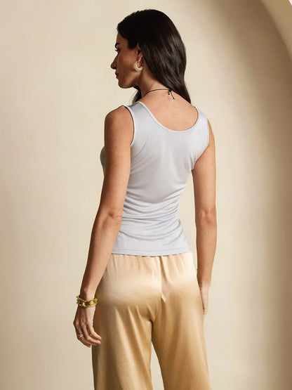 100% Mulberry Silk Sleeveless Round Neck Women's Tank Top