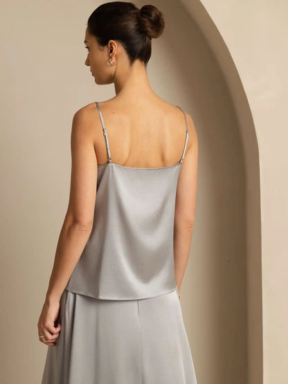 19Momme Silk Spaghetti Strap Round Neck Camisoles
