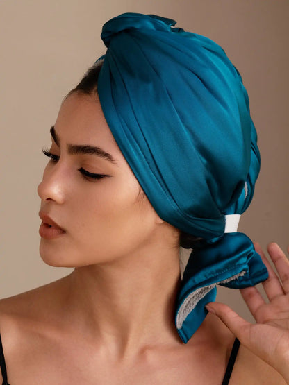 100% Mulberry Silk Double-Sided Hair Towel Wrap – Quick Dry, Frizz Free & Gentle on Hair