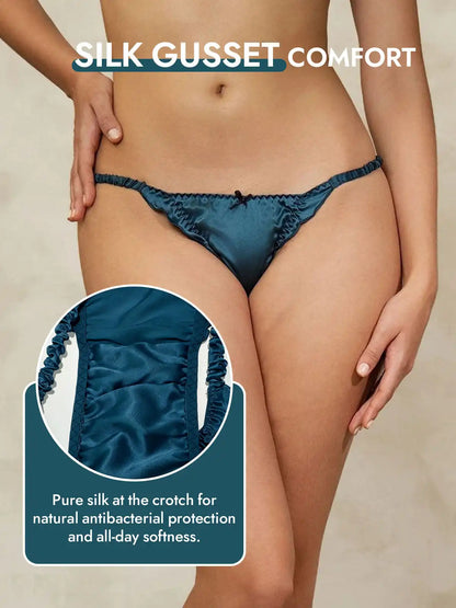 100% Mulberry Silk Ruffle Trim String Panty