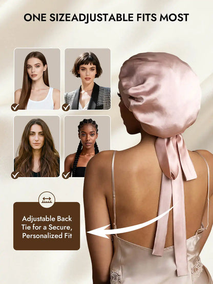 100% Mulberry Silk Elegant Bonnet with Long Ribbons