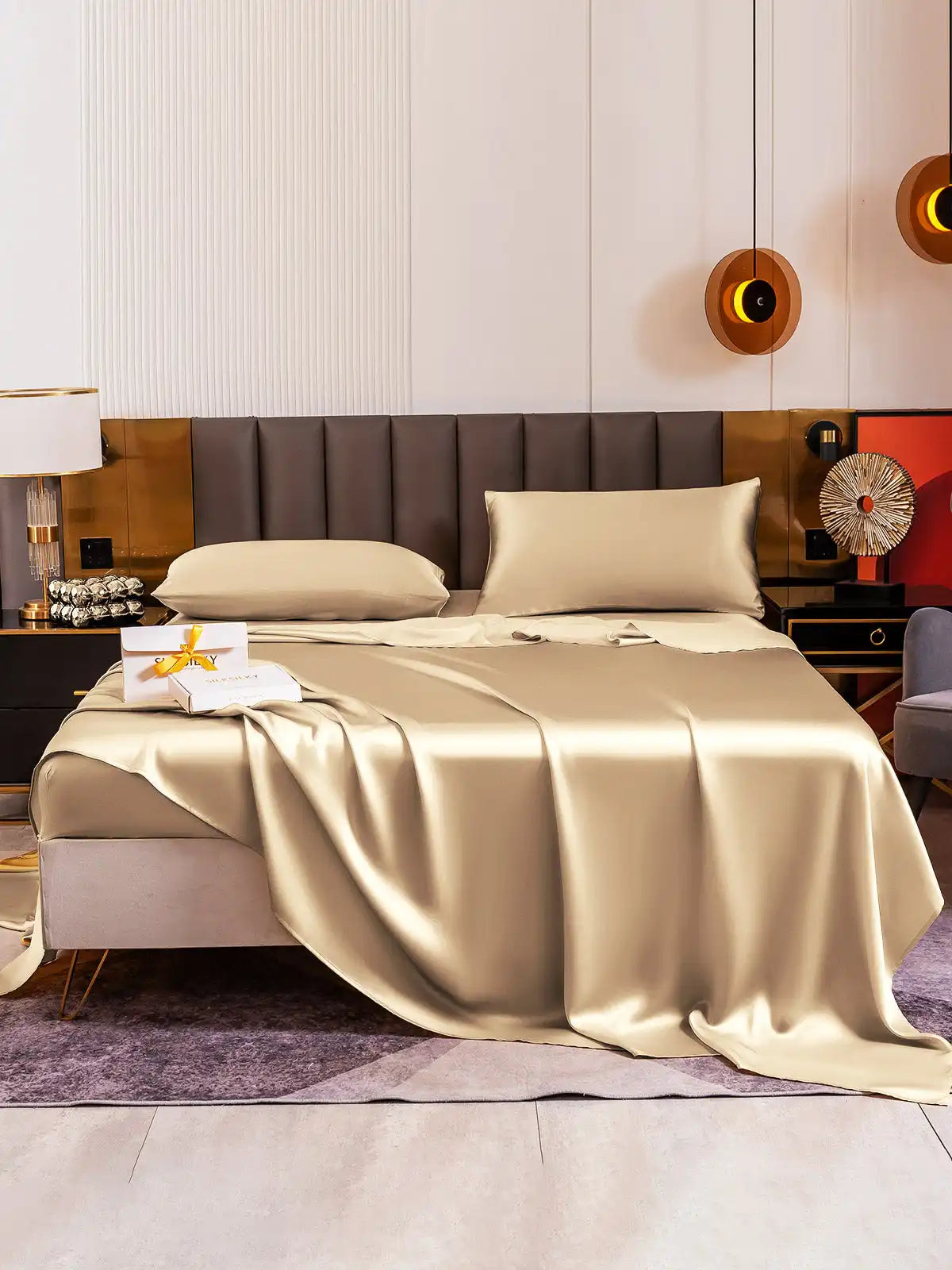 19Momme 4Pcs 100% Mulberry Silk Bedding Set Fitted&Flat Sheets+2x Pillowcases