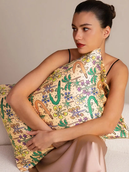 19 Momme Artistic Printed 100% Mulberry Silk Pillowcase – Envelope Closure