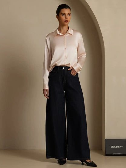 Women’s 19 Momme Silk Long Sleeves Button-Up Shirt