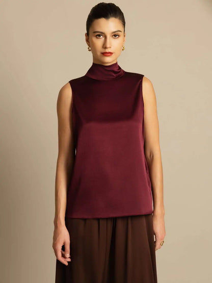 19Momme Silk Sleeveless Tie Neck Blouse