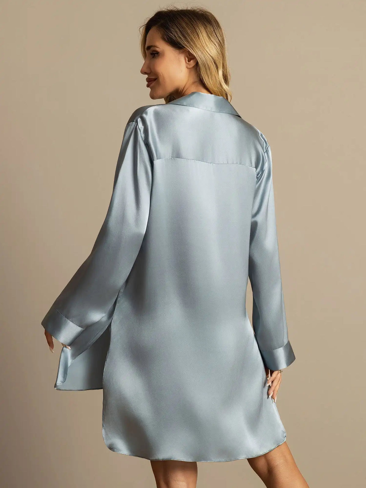 Women's 100% Mulberry Silk Nightshirt with High-Low Hem