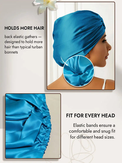 100% Mulberry Silk Sleep Cap Double Layer Night Turban Bonnet