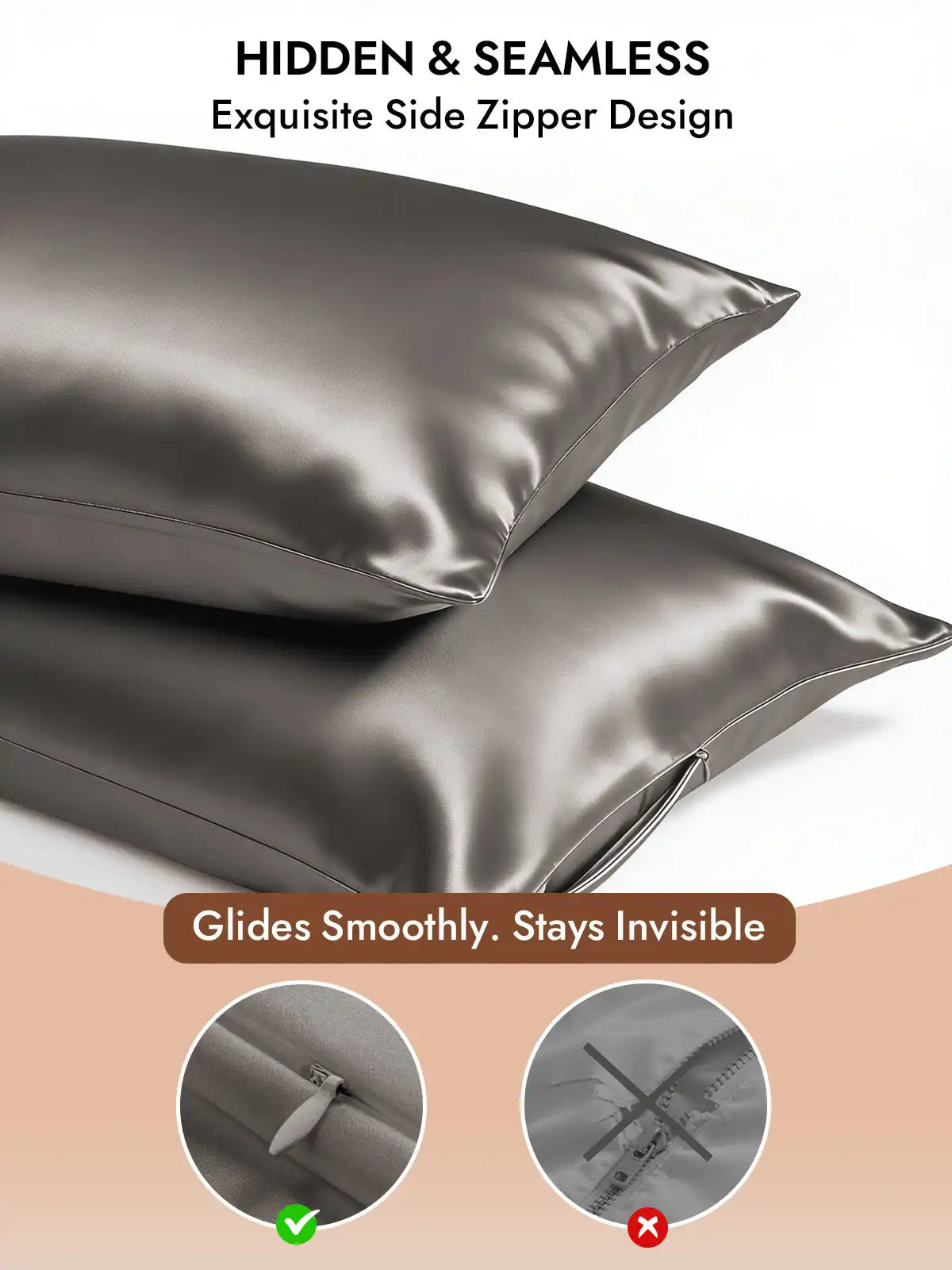 2Pcs 30Momme 100% Silk Pillowcases Bundle- Hidden Zipper