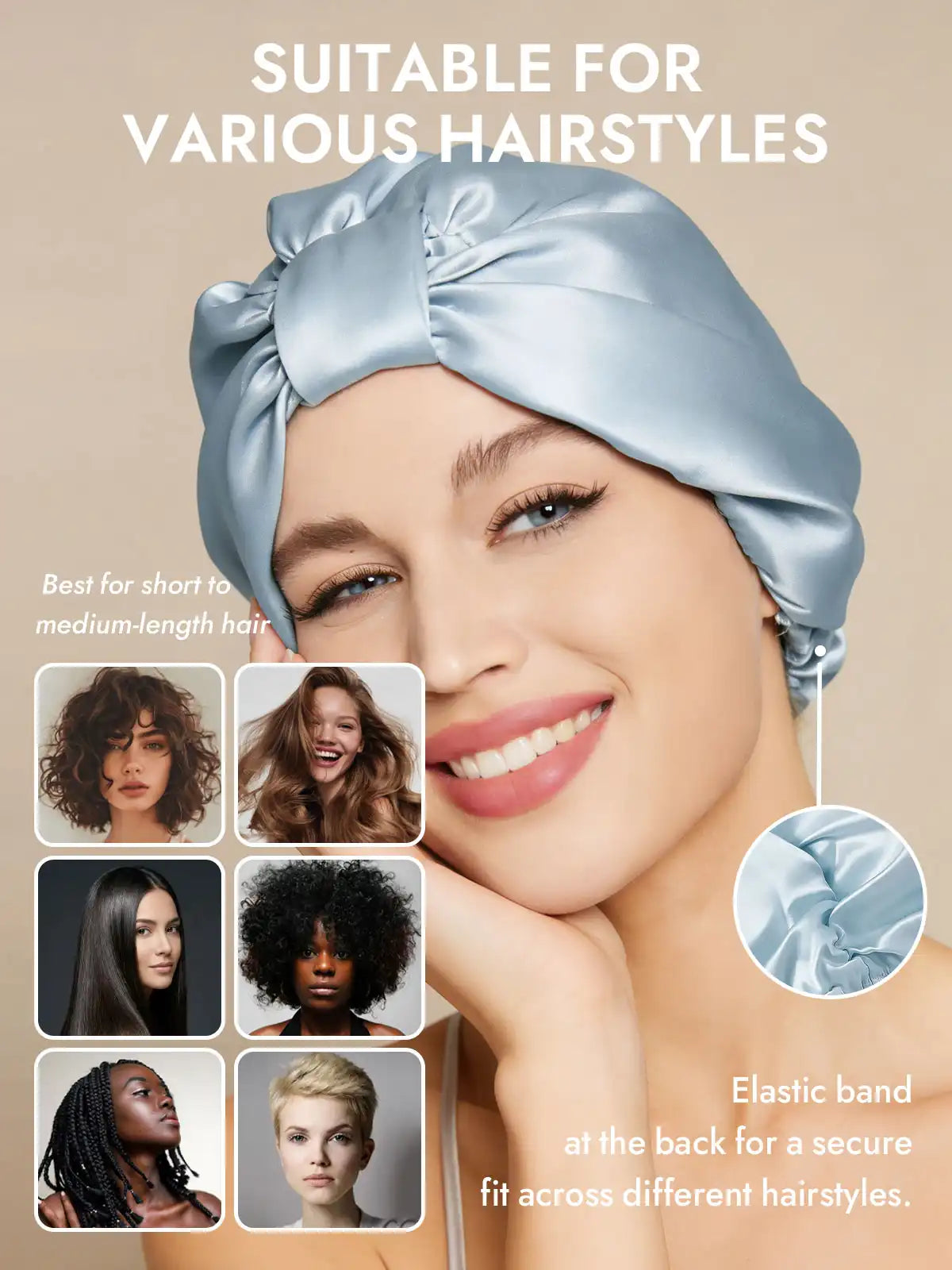 100% Mulberry Silk Night Turban Bonnet