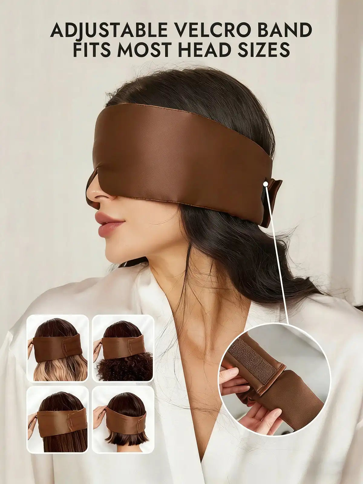 100% Mulberry Silk One Piece Silk Sleep Eye Mask With Velcro