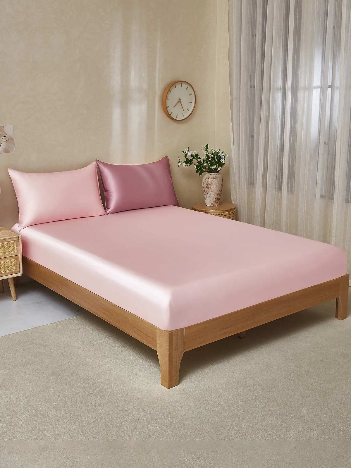 19Momme 3Pcs Silk Set Fitted Sheet+2x Pillowcases
