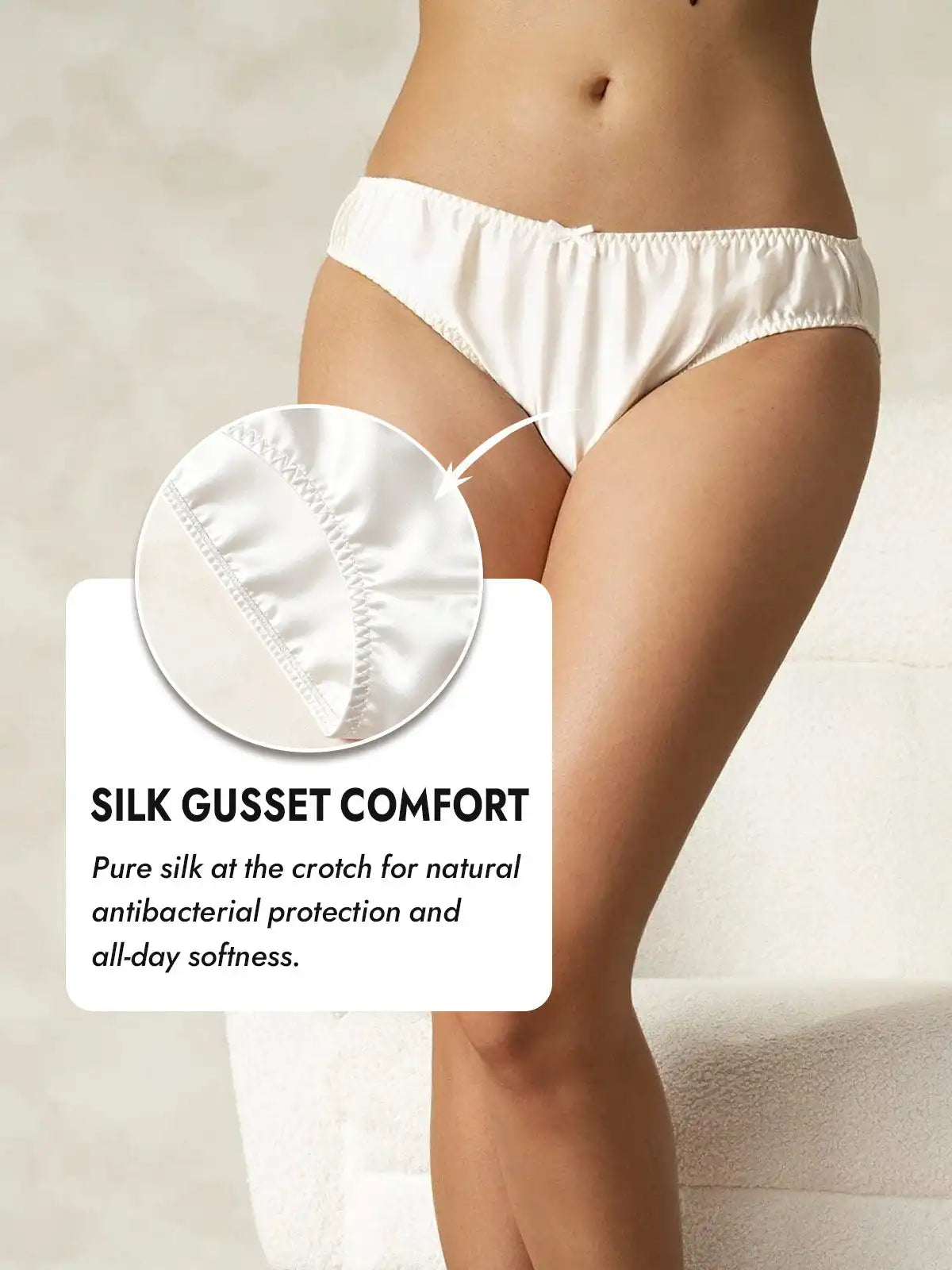 100% Mulberry Silk Classic Bikini Panty with Bow