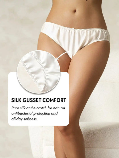100% Mulberry Silk Classic Bikini Panty with Bow