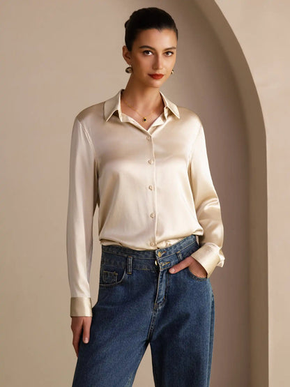Women’s 19 Momme Silk Long Sleeves Button-Up Shirt