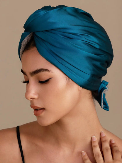 100% Mulberry Silk Double-Sided Hair Towel Wrap – Quick Dry, Frizz Free & Gentle on Hair