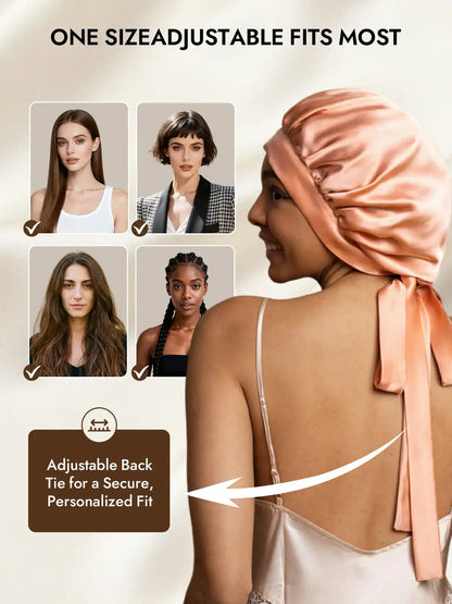 100% Mulberry Silk Elegant Bonnet with Long Ribbons