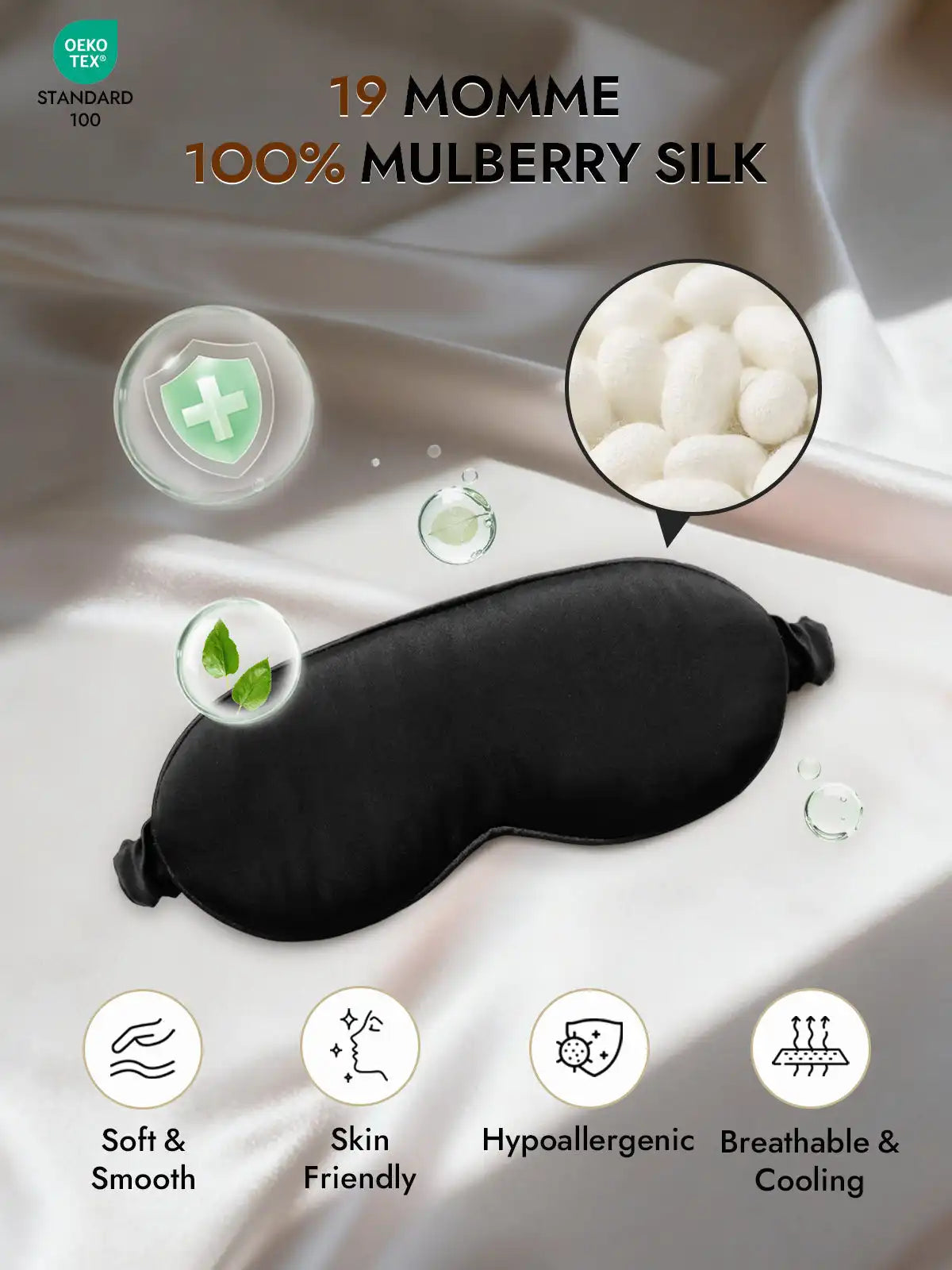 Clearance - 100% Mulberry Silk Eye Mask With Elastic Band