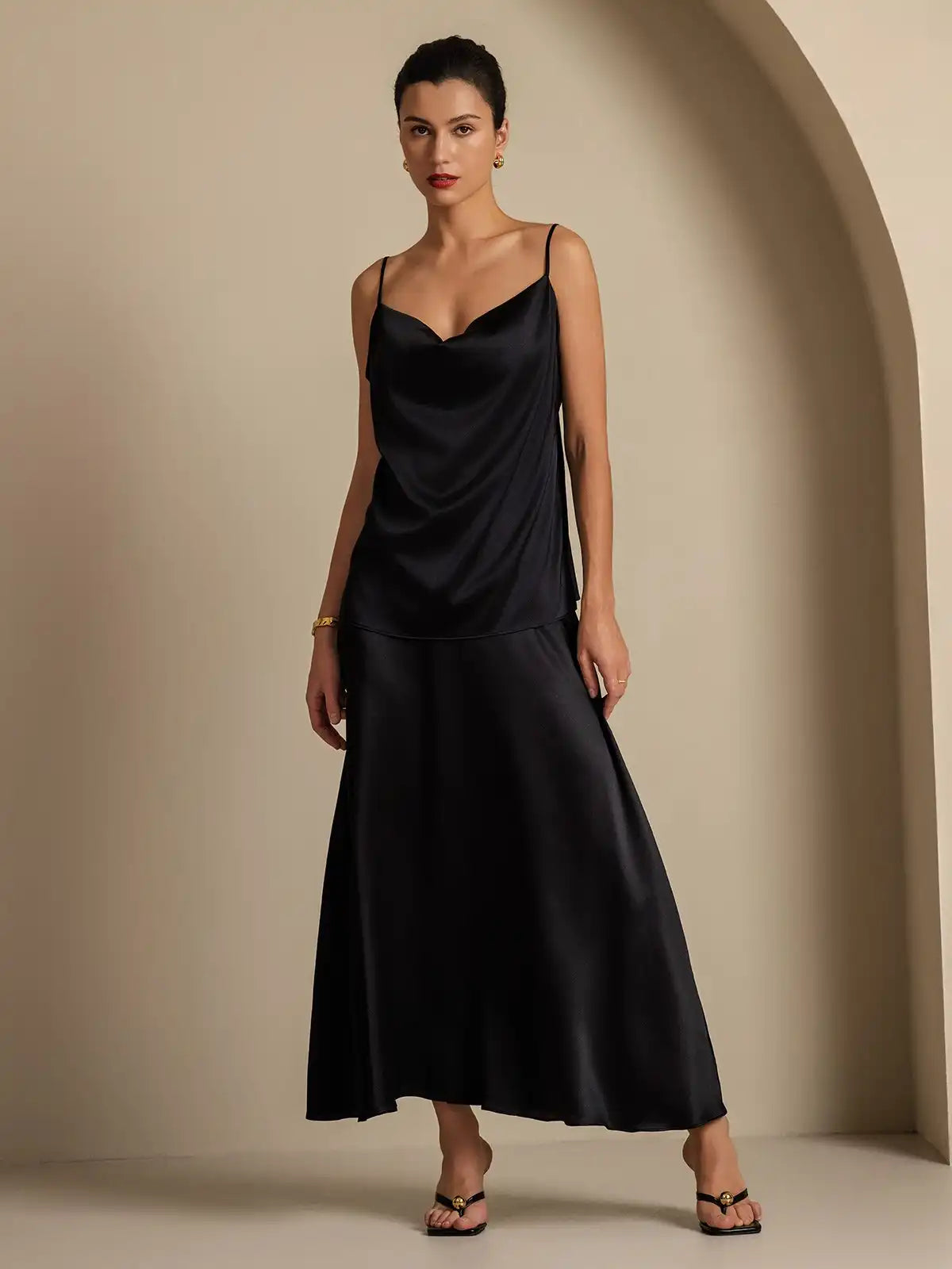 19Momme Silk A Line Maxi Skirt with Lining