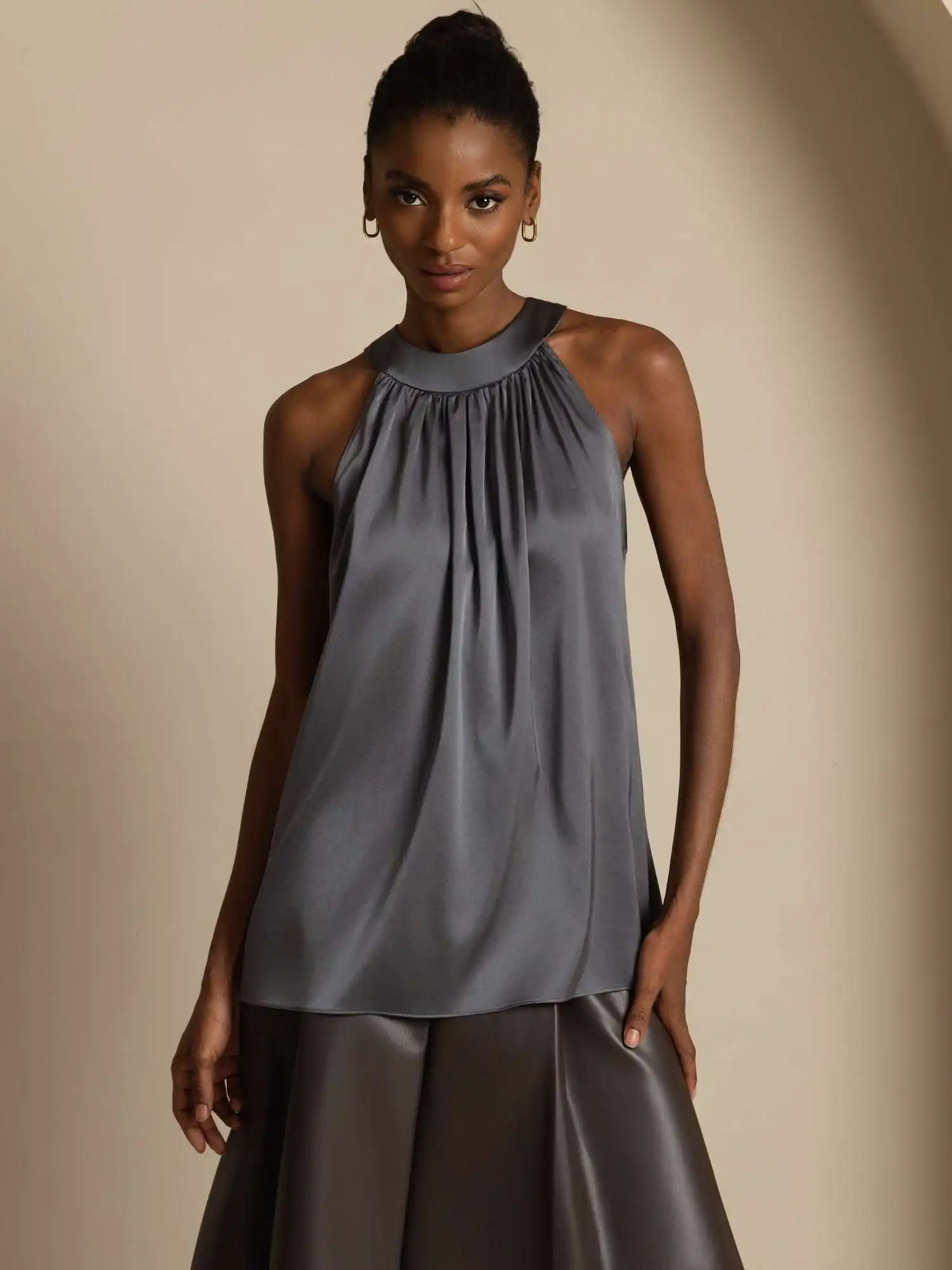 19Momme Silk Sleeveless Halter Neck Women's Top