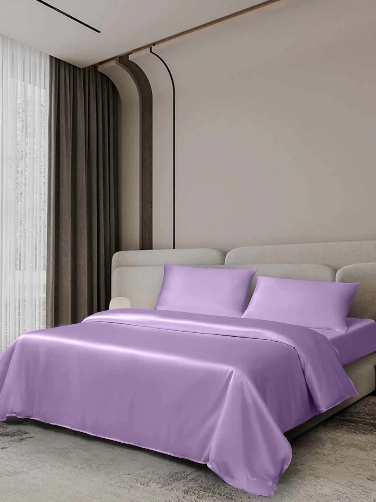 19Momme 4Pcs Silk Set Duvet Cover+Fitted Sheet+2x Pillowcases