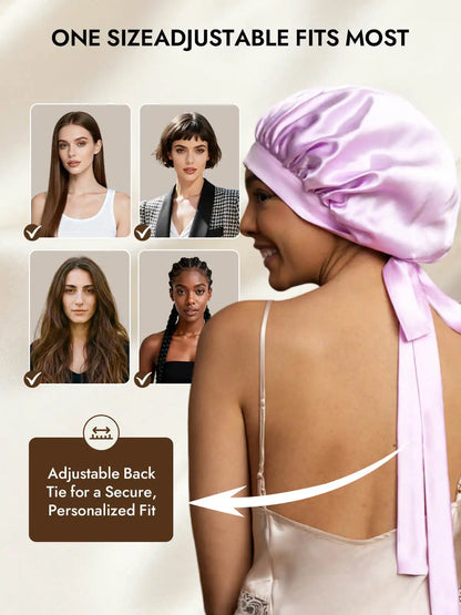 100% Mulberry Silk Elegant Bonnet with Long Ribbons