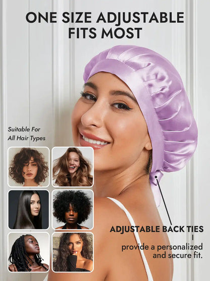 100% Mulberry Silk Sleep Bonnet with Ribbons