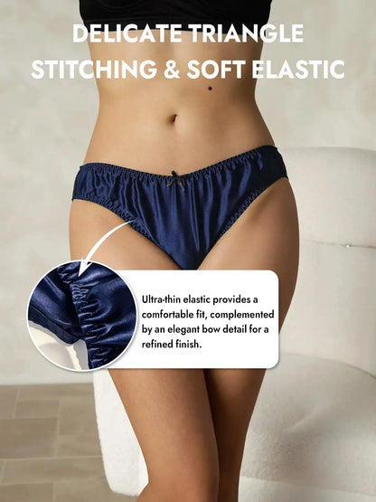 100% Mulberry Silk Classic Bikini Panty with Bow