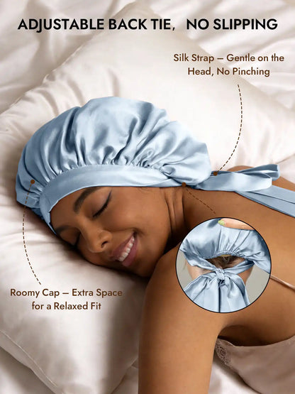 100% Mulberry Silk Elegant Bonnet with Long Ribbons
