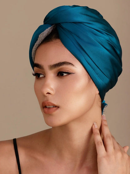 100% Mulberry Silk Double-Sided Hair Towel Wrap – Quick Dry, Frizz Free & Gentle on Hair