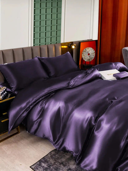 22Momme 4Pcs Silk Set Duvet Cover+Fitted Sheet+2x Pillowcases