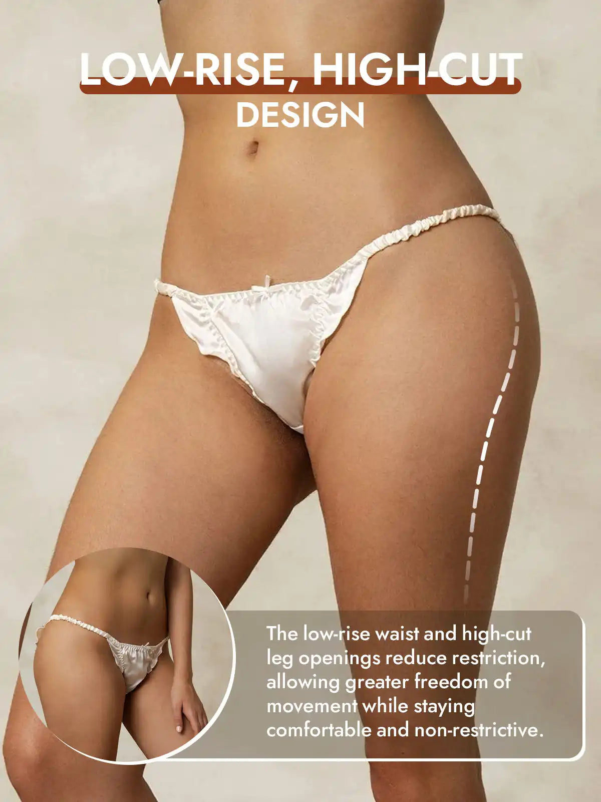 100% Mulberry Silk Ruffle Trim String Panty