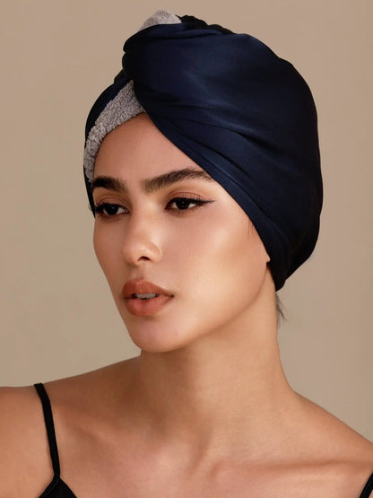 100% Mulberry Silk Double-Sided Hair Towel Wrap – Quick Dry, Frizz Free & Gentle on Hair