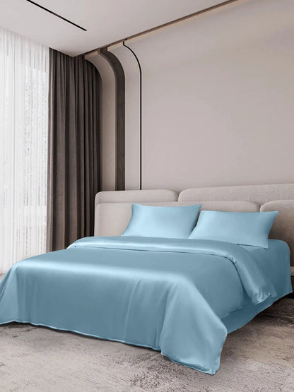 19Momme 4Pcs Silk Set Duvet Cover+Flat Sheet+2x Pillowcases