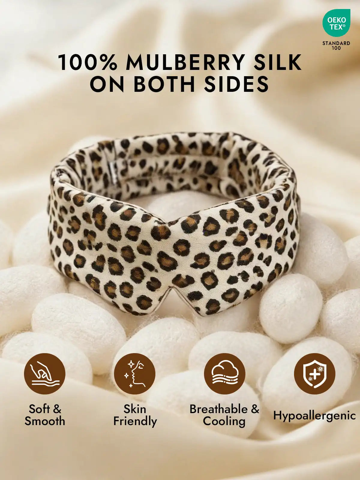 100% Mulberry Silk One Piece Silk Sleep Eye Mask With Velcro