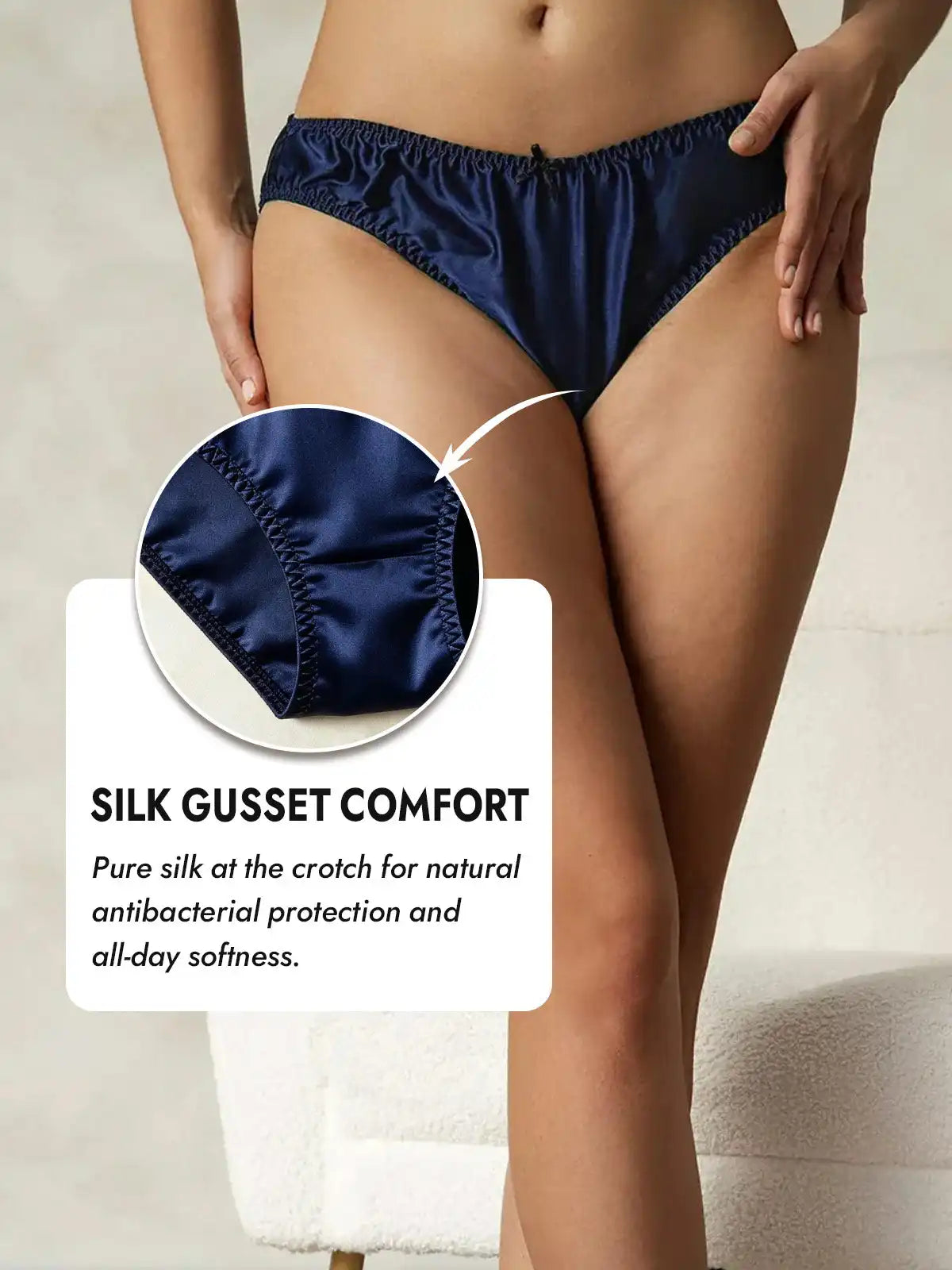 100% Mulberry Silk Classic Bikini Panty with Bow